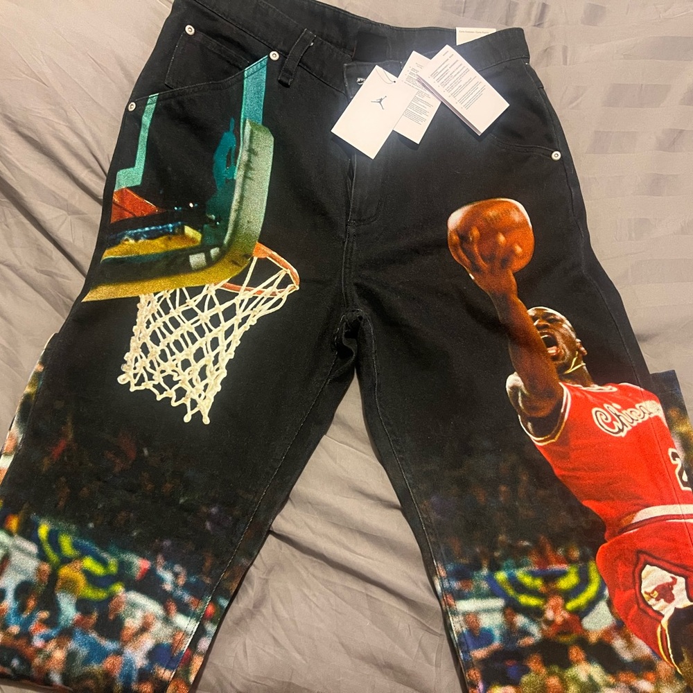 Jordan Black Jeans with Blue and Green Graphic